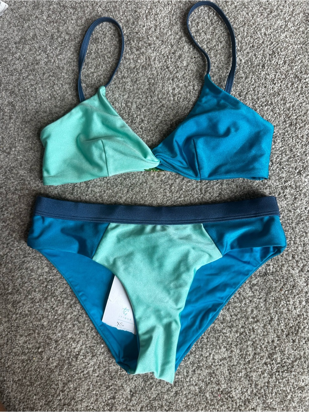 MINKPINK Blue & Mint Colorblock Bikini Set Size XS